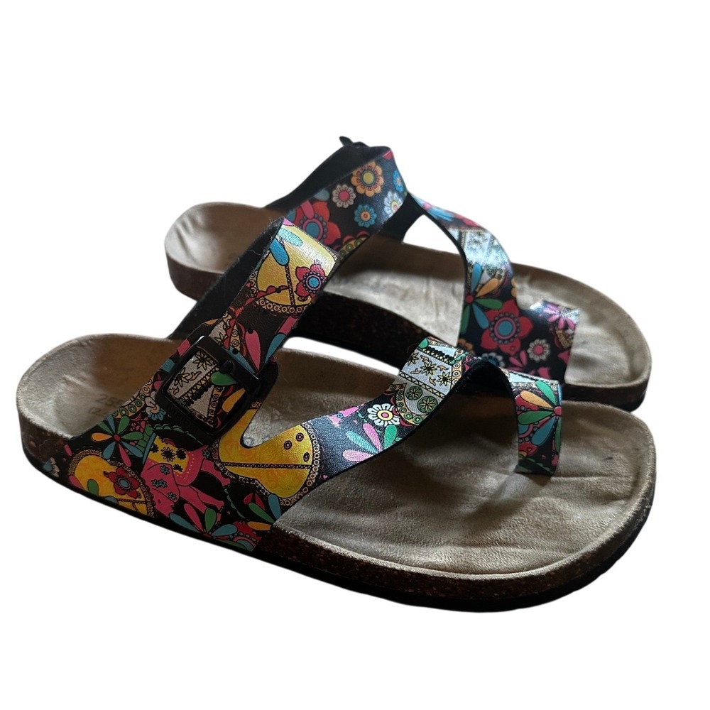 Maibulun Floral Elephant Cork Slide Sandals Women's 41